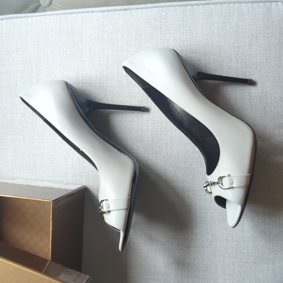 NWT GUCCI NIB leather peep toe stilettos 9.5 - Picture 9 of 10
